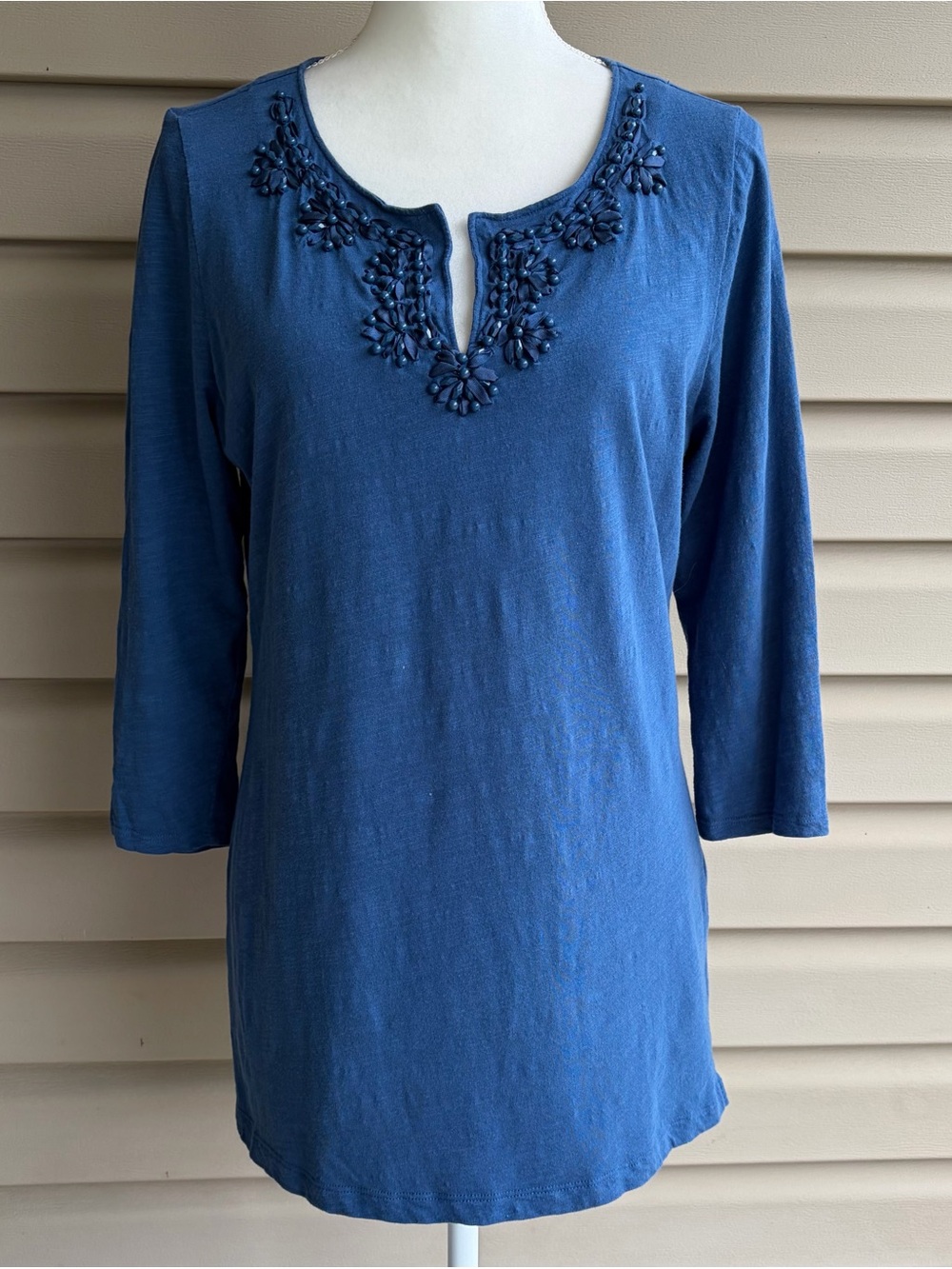 •Talbots• Embellished Three Quarter Sleeve Tunic Top – Size Large